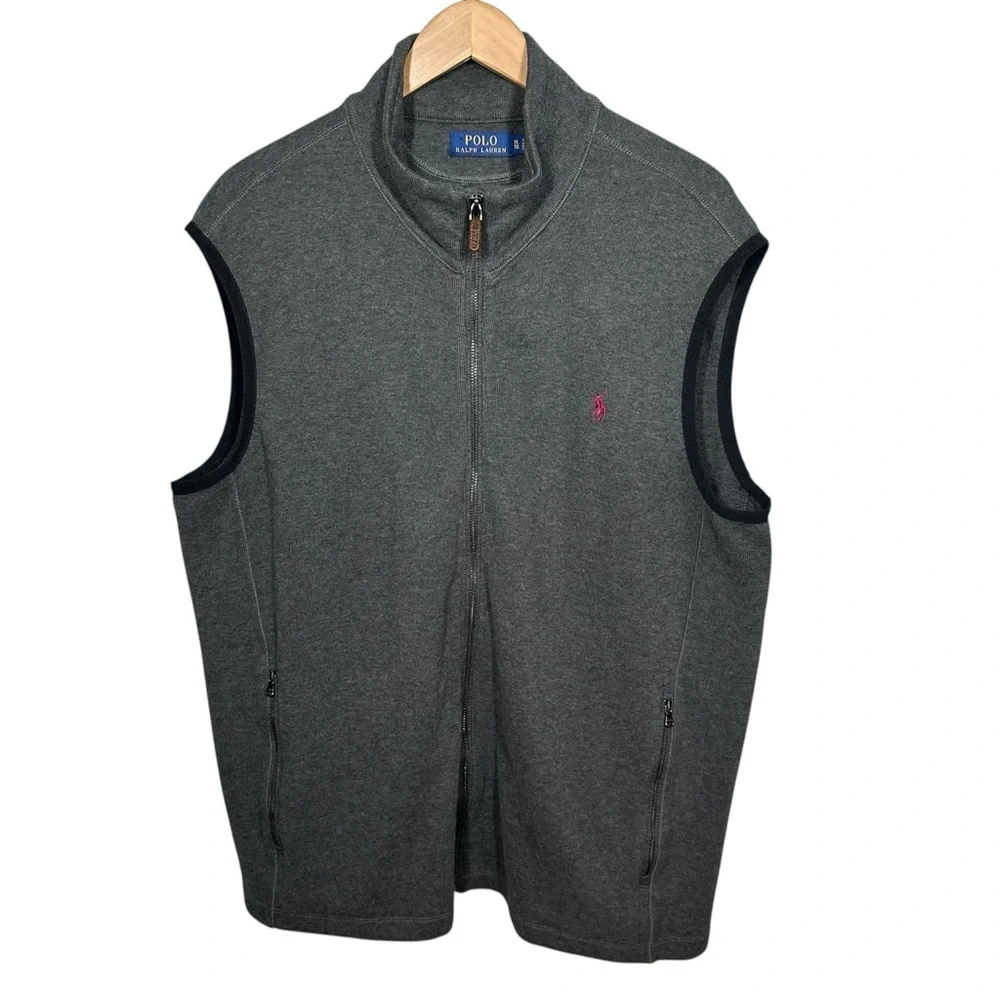 Polo Ralph Lauren Mens Vest Sz XL Gray Cotton Lightweight Pony Logo Classic‎